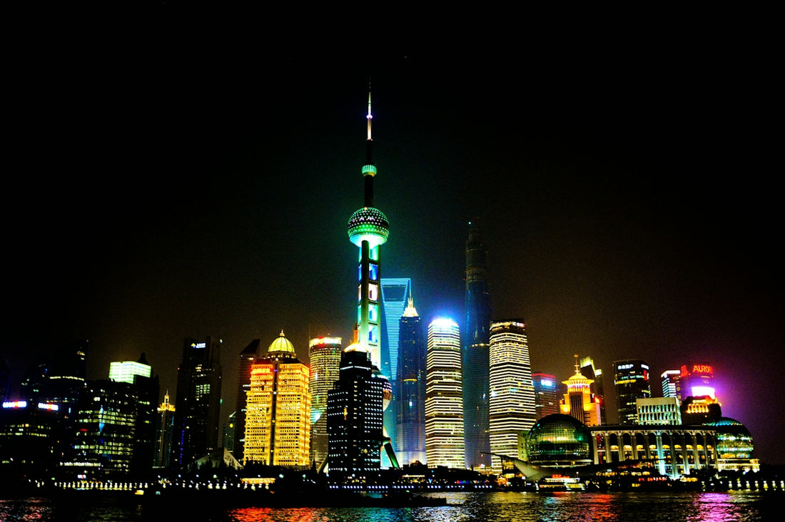 a city skyline at night